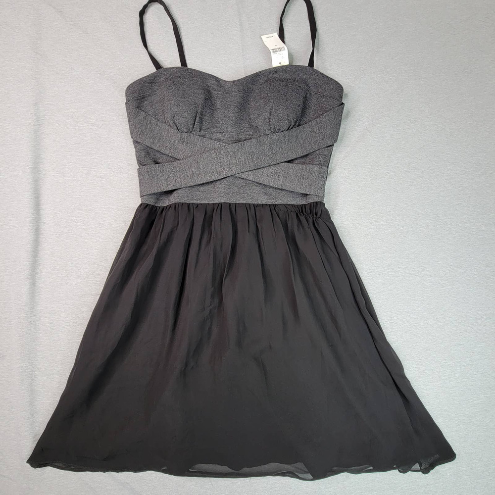 Banana Republic Factory A-Line Dress 4 Gray Black Lined Back Zipper NWT